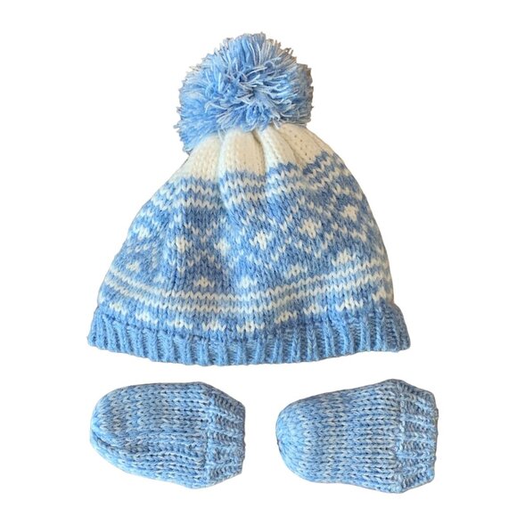 Nutmeg Other - NUTMEG UK Knit Baby Hat & Mittens Set 3-6 Mos Infant Fleece Lined Bundle Purple